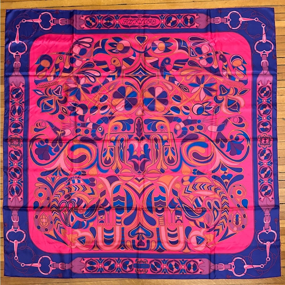 HERMES Folklore Silk Scarf 140cm